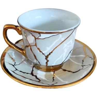 Imagem de Conjunto de Xícaras De Luxo Douradas 12 Peças (6 XÍCARAS + 6 PIRES) Para Cafézinho - LINHA PREMIUM.