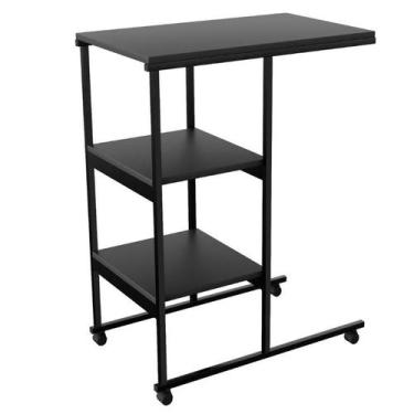 Imagem de Mesa Escrivaninha Auxiliar Canto Apoio Lateral Com Prateleira Industri