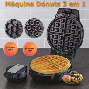 Imagem de Máquina Donuts 3 em 1 Multifuncional Donuts Bolinhos e Waffles 600w Ca