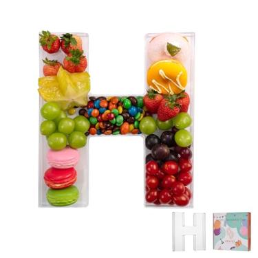 Imagem de Bandeja de charcutaria de acrílico com letras e números de 28 cm – Caixa de alfabeto reutilizável preenchível para doces, lanches, cupcakes – Travessa de servir para aniversário, casamento, festa de