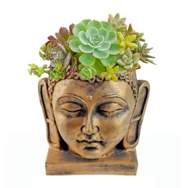 Imagem de Cachepot para plantas Buda cabeça vaso decorativo resina Grande