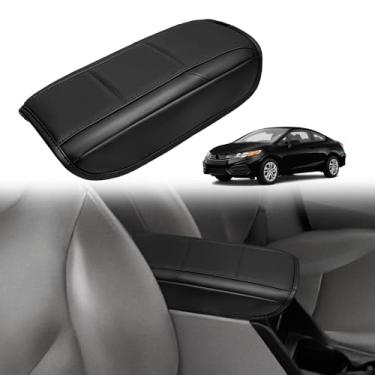 Imagem de Muslogy Capa de apoio de braço para console central compatível com Honda 2012-2015 Civic Accessories Almofada de apoio de braço almofada de descanso de braço protetor de couro vegano preto regular
