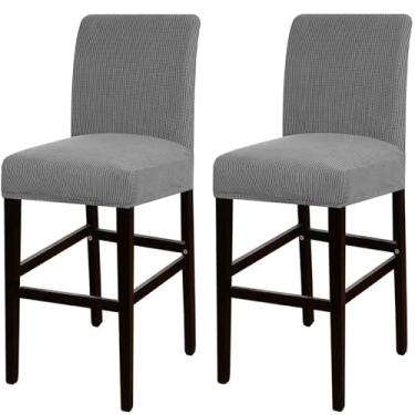 Imagem de Bar Chair Stool Covers Set of 2, Stretch Washable Bar Stool Seat Covers for Kitchen Dining Room Cafe(Light gray)