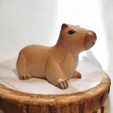 Imagem de Capivara Marrom de Ceramica Decoração Enfeite Mesa Pequena - Decore Ca