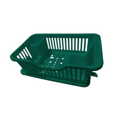 Imagem de IEUDNS Escorredor de pratos, prateleira de armazenamento para pratos, utensílios de cozinha leves e econômicos, escorredor de pratos, organizador para balcão, Verde Escuro