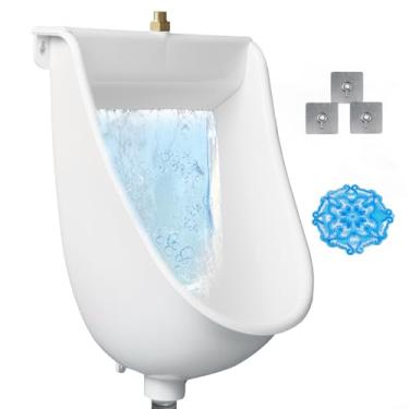 Imagem de Mictório comercial montado na parede com banheiro descarregável mictório sem água para homens mictórios de plástico para homens urinol de garagem desviador de urina ao ar livre mictório com mangueira