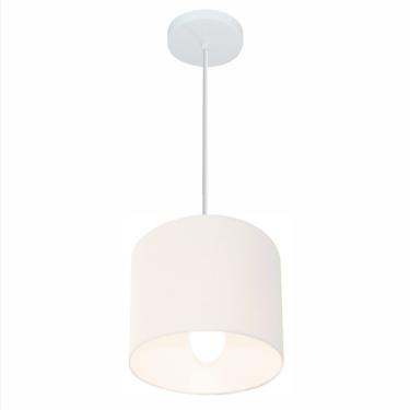 Imagem de Lustre Pendente Cilíndrico Vivare Md-4046 Cúpula em Tecido 18x18cm - Bivolt