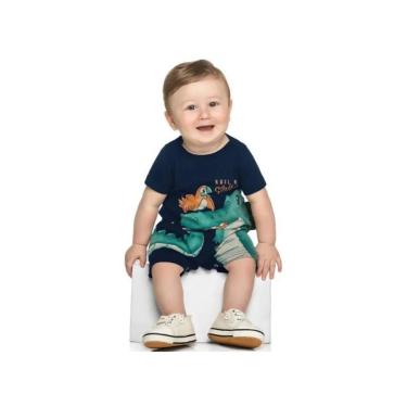 Imagem de Macacão Bebê Menino Verão Estampa Interativa Jacaré- Rei Rex-Masculino