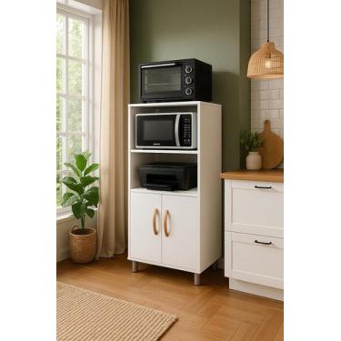 Imagem de Balcão Cozinha para Forno Elétrico/Microondas Multiuso 2 Portas e 4 Pé