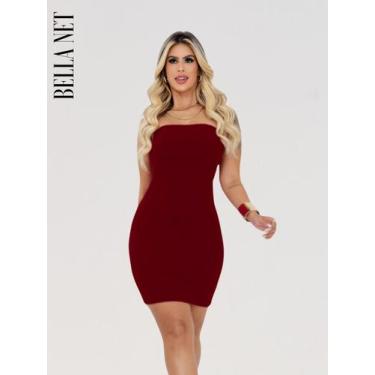 Imagem de Vestido sem alça Tubinho Curto Bandeau Sem Alças Tecido Grosso Anarrug