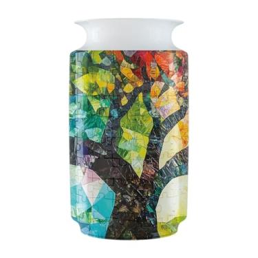 Imagem de Ｂｅｓｇａ Vaso de flor de quebra -cabeça 3D, peça central de arranjo de flores, simples desktop colecionável para presente de feriado de fábrica decorativa, Padrão de árvore