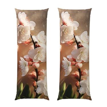 Imagem de Capa de travesseiro corporal com zíper oculto, fronha longa de microfibra macia e respirável para travesseiro corporal, uma capa de travesseiro de flor de pêssego para dormir, presente de cama, 50 x