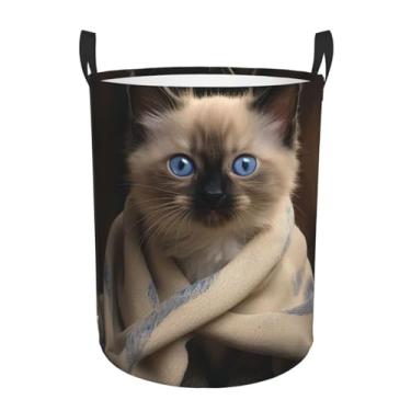 Imagem de Cesto de roupa suja para gatos dobrável à prova d'água cesto de armazenamento de roupas com alças pano oxford organizador de brinquedos cesta para banheiro, lavanderia, quarto, médio