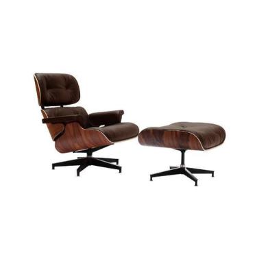 Imagem de Poltrona Charles Eames Com Puff - Couro Natural - Cor Marrom - shopsho