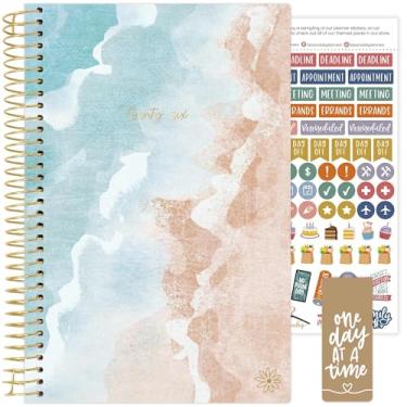 Imagem de bloom daily planners Agenda 2026 (janeiro a dezembro) Organizador de ano calendário - 14 cm x 21 cm - Agenda semanal e mensal com adesivos e marcador de página - Ocean Oasis
