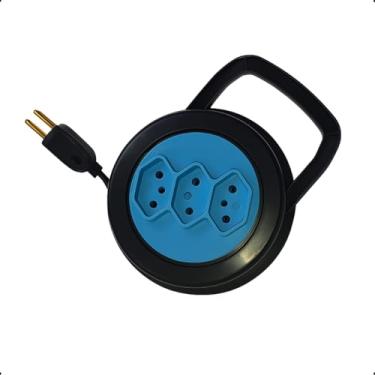 Imagem de Extensão Elétrica Retrátil 5 Metros 3 Tomadas Tripolares Bivolt 127V/220V Cabo Flexível