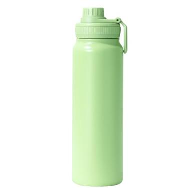 Imagem de Garrafa Térmica 800ml de Inox, Parede Dupla, Isolamento a Vácuo, Bico Antivazamento, Com Alça, Mantém Quente e Gelado (Verde)