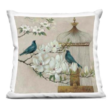 Imagem de Stupell Industries Almofada floral Bluebird Menagerie com estampa interna, 45 x 18 x 45, bege