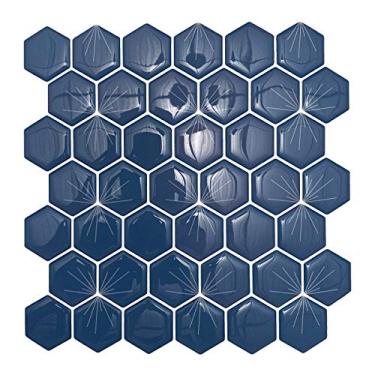 Imagem de Pastilha Adesiva Azul Sextavada Kit 4 Placas