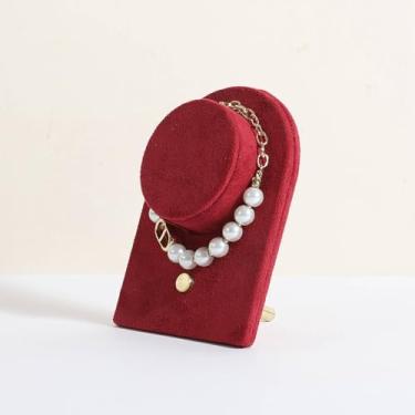 Imagem de CHISTOR Suporte de exibição de pulseira vermelha para boutique, suporte de exibição de joias de camurça para boutiques e casa, organizador de armazenamento de joias de veludo para venda 【Vermelho】