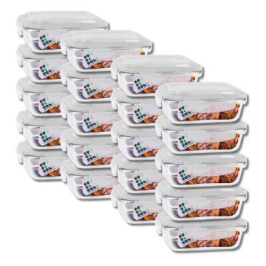 Imagem de Jogo 20 Potes Vidro Retangular 1040ml Tampa Com Travas Resistentes - P