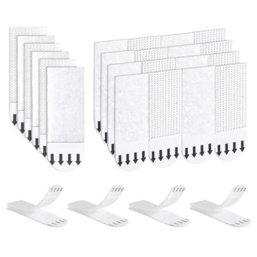 Imagem de Ainiv 15 pares (30 tiras) fitas adesivas para pendurar para imagens pesadas, extra fortes 4,64 x 1,64 cm fitas de montagem de gancho de dupla face, fita de fixação de parede removível sem danos para óculos, metal (P)