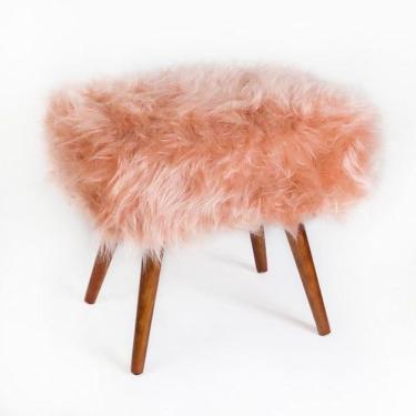 Imagem de Puff Para Sala, Puff Quadrado Viena Pelúcia Rosê
