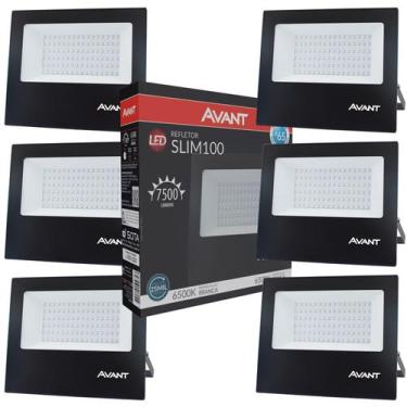 Imagem de 6 Refletor Slim 100w Branco Frio 6500K Bivolt Comércio Casa - Avant