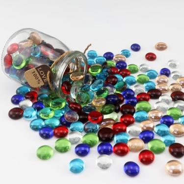Imagem de ginojex Contas de vidro de 1 kg, cores mistas, enchimento de vasos, decoração de cascalho de aquário mármores de vidro plano, pedras, pedras, aquário, rochas, arte decorativa para casa, artesanato - 7