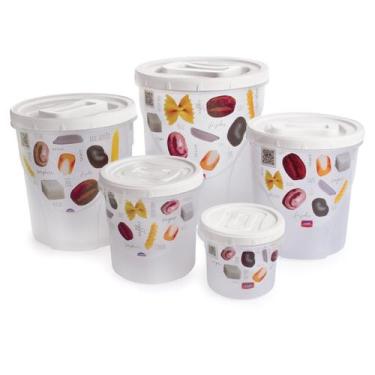 Imagem de Conjunto de Potes para Mantimentos 5 Peças Decorado Plasutil