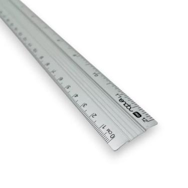 Imagem de Régua 30cm de Alumínio  Alta Resistência e Precisão - ONDA, Cinza
