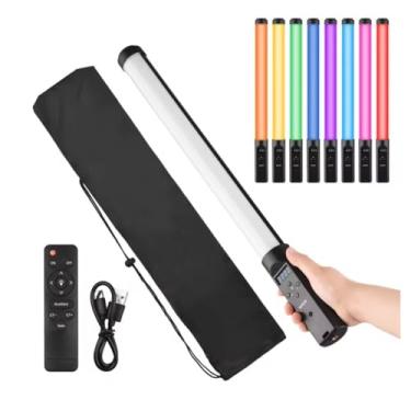 Imagem de Bastão LED De Luz Para Estúdio Vídeo Led 3200K-5500K Regulável 9 Efeitos Bateria Recarregável Com Controle Remoto Para Vlog Live Streaming Fotografia Do Produto Preto Temperatura de Cor Ajustável