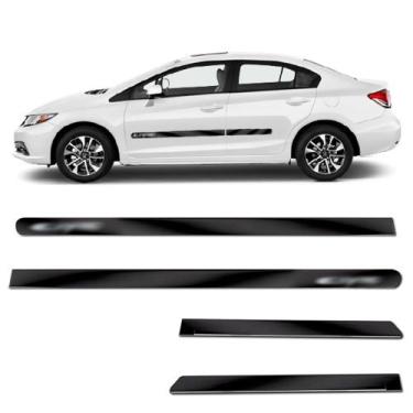Imagem de Kit Friso Lateral Personalizado Modelo Largo Cor Preto Civic 2008 a 20