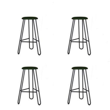 Imagem de Conjunto 4 Banquetas Altas Ginger com Estrutura Preta - Metalig