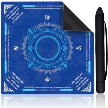 Imagem de Eikovia Mahjong Mat,Mahjong Mat for Table with Bag,32.3 x 32.3 Inch Non-Slip Noise Reduction Gaming Mat for Mah Jongg,Poker,Board Games, Dominoes,Card Games(Blue)