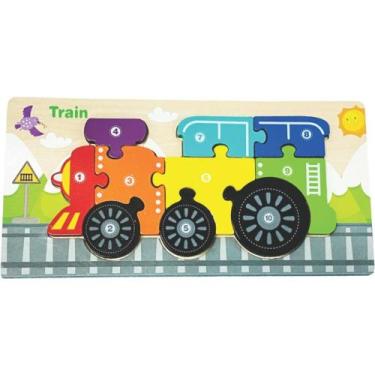 Imagem de QUEBRA-CABEÇA Madeira TREM 1 Base com 10 Peças em MDF 3D - Toy MIX