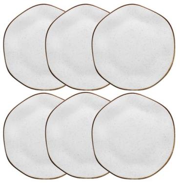 Imagem de Kit Jogo 6 Pratos Rasos Oxford Ryo Maresia Porcelana 27,5 cm