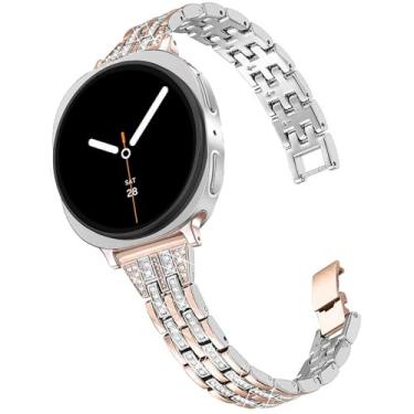 Imagem de DEALELE Pulseiras de substituição compatíveis com Samsung Galaxy Watch 8 de 40 mm/44 mm/8 Classic de 46 mm, strass fino e brilhante para mulheres e homens (ouro rosa)