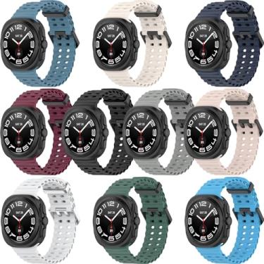 Imagem de QIEMUTER 10 peças compatíveis com Samsung Galaxy Watch Ultra de 47 mm, pulseira de relógio para Galaxy Watch 7, pulseira esportiva de silicone ultramacio, acessório de substituição feminino e