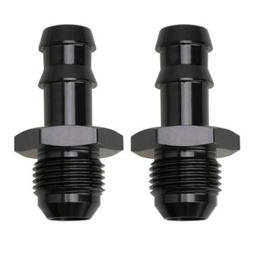Imagem de 8AN macho alargador para mangueira 1/2 acessórios de farpa adaptador de encaixe reto linha de combustível de alumínio preto, pacote com 2