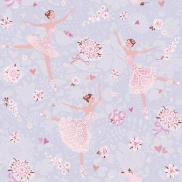 Imagem de Papel de Parede PREMIUM BAILARINA Lilás 5 metros = 1 Rolo de 5m X 45cm Autocolante Quarto Infantil Menina