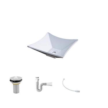 Imagem de Kit Cuba L30 C/Válvula 1'' (2,6cm) + Sifão Pvc + Flexível, Compace, Branca