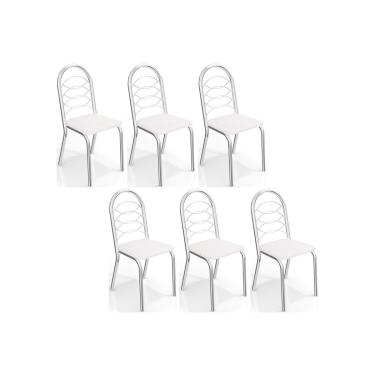Imagem de Cadeira Sala de Jantar Holanda C009CR Aço Kit 6 Un Cromada/ano Branco - Kappesberg