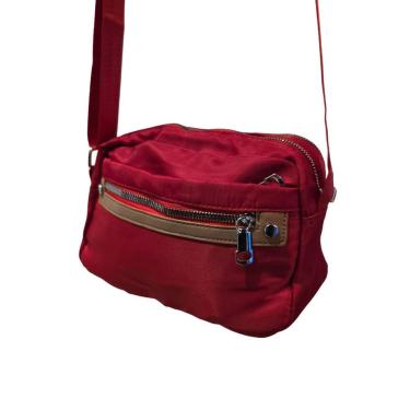 Imagem de Pochete Bolsa Transversal Retangular Alça Ajustável Casual Lisa Vinho