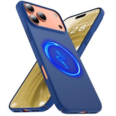 Imagem de GRECAZO Capa magnética ultrafina fosca projetada para 17 Pro Max 17.5 cm (2025) Slim Minimalista Leve Matte Hard PC Compatível com MagSafe Cover Protective Bumper Case - Azul