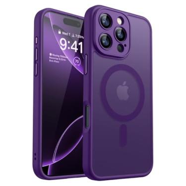 Imagem de Capinha Capa Case Magnética Fosca Translúcida Anti Impacto Slim Botões em Alumínio com Protetor de Câmera Compatível com iPhone (Roxo, iPhone 14)