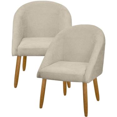 Imagem de Kit 2 Banqueta Poltrona Lua Bouclê Ideal Para Sala Penteadeira Ou Salão