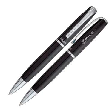 Imagem de Caneta Personalizada Presente Crown Metal Queen Original Gravação Nome Simbolo Luxo Diversas Cores Elegante Executiva Robusta Pesada (PRETO)