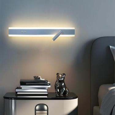 Imagem de GZZBMY Lâmpada de parede LED com 2 interruptores Arandelas Modernas de Alumínio Lâmpada de Leitura Lâmpada de Leitura Lâmpada de Leitura Interna Iluminação de Parede Sala de Estar Mesa de Cabeceira