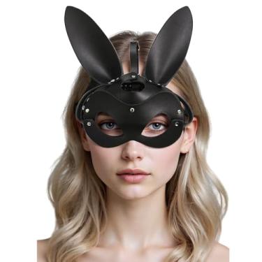 Imagem de TsujiYa Máscara feminina de baile de máscaras de coelhinho para boates, coquetéis, cosplay, fantasia de coelhinho, Preto, Free size for all